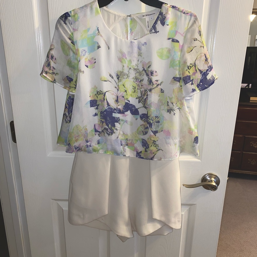 BCBG White Floral Romper